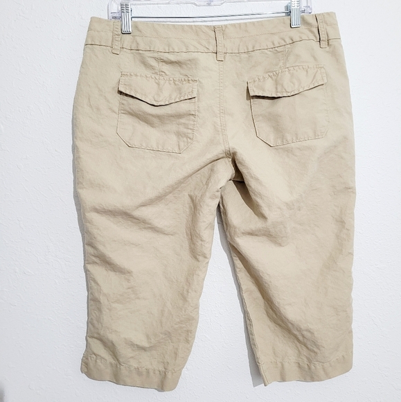 OLD NAVY Tan Chino CAPRIS Woman's size 10 Linen Cotton Blend - Picture 2 of 9